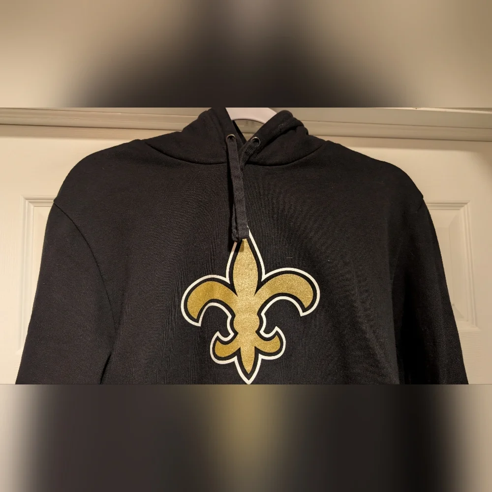 New Orleans Saints Fanatics NFL Black Hoodie Size Medium Cotton Polyester Blend - Picture 7 of 14